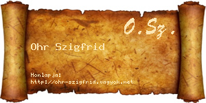 Ohr Szigfrid névjegykártya